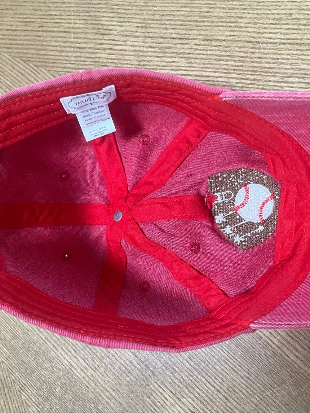 Mud Pie Adjustable Red Embroidered Baseball Hat One Size Fits Most Toddlers